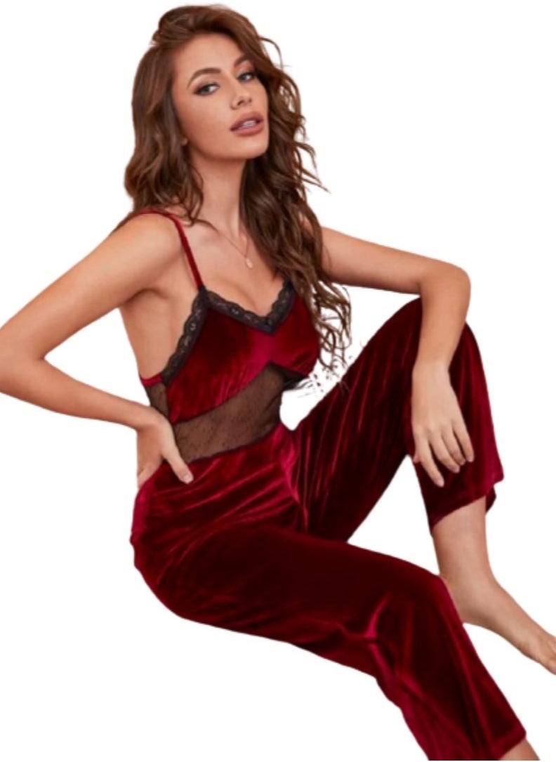 Ward - Women’s Pajama Jumpsuit Sleeveless with Open Back & Tulle Detail - Image 1