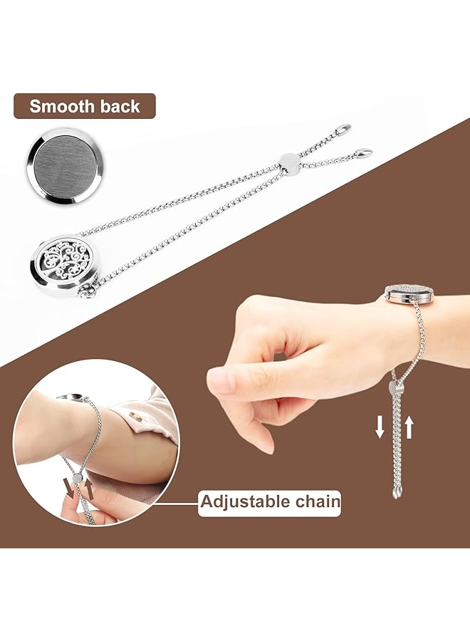 erorex Essential Oil Diffuser Bracelet Stainless Steel Aromatherapy Locket Adjustable Diffuser Bracelet With 24Pcs Refill Pads In 12 Colors Gift Set For Women Girls Mother'S Day Christma Tree Of Hope  - Image 5