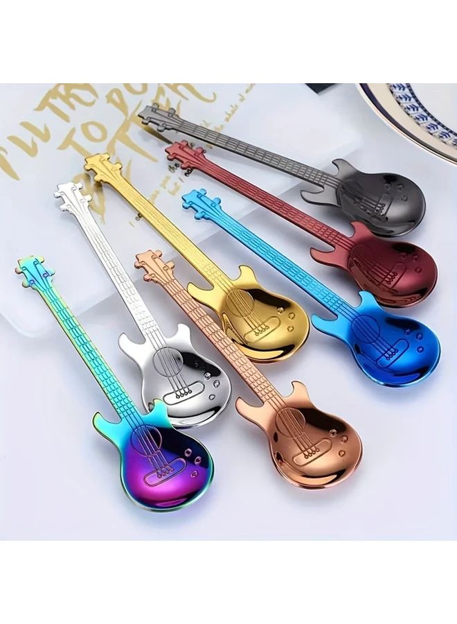 7 Pcs Guitar Shaped Stainless Steel Coffee Spoons Espresso Stirring Spoons For Drinks Milkshake Jam Novelty Gift For Music Lovers - Image 4