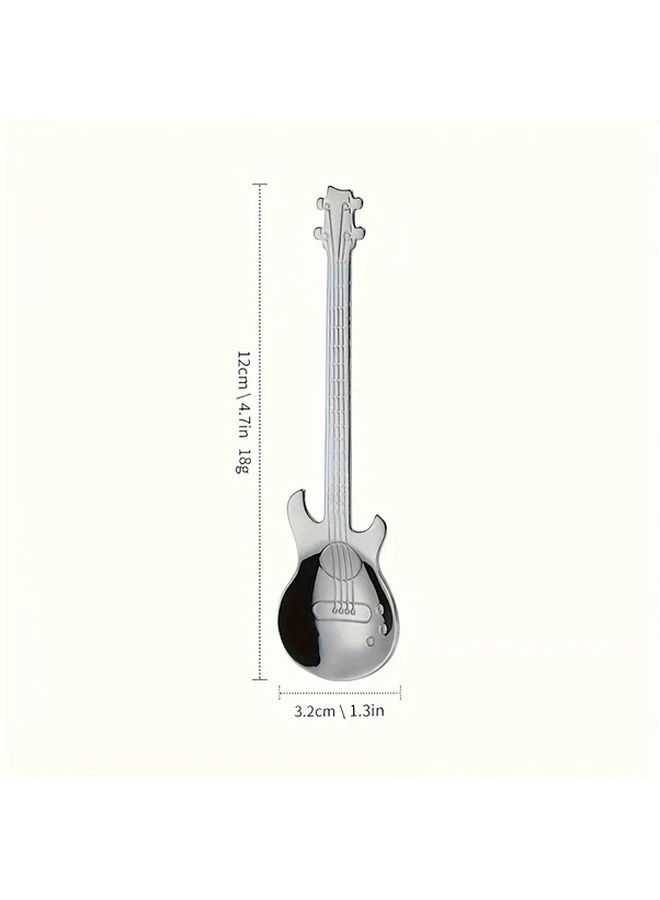 7 Pcs Guitar Shaped Stainless Steel Coffee Spoons Espresso Stirring Spoons For Drinks Milkshake Jam Novelty Gift For Music Lovers - Image 3