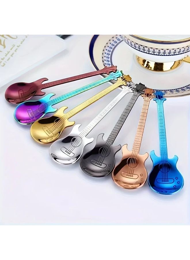 7 Pcs Guitar Shaped Stainless Steel Coffee Spoons Espresso Stirring Spoons For Drinks Milkshake Jam Novelty Gift For Music Lovers - Image 5