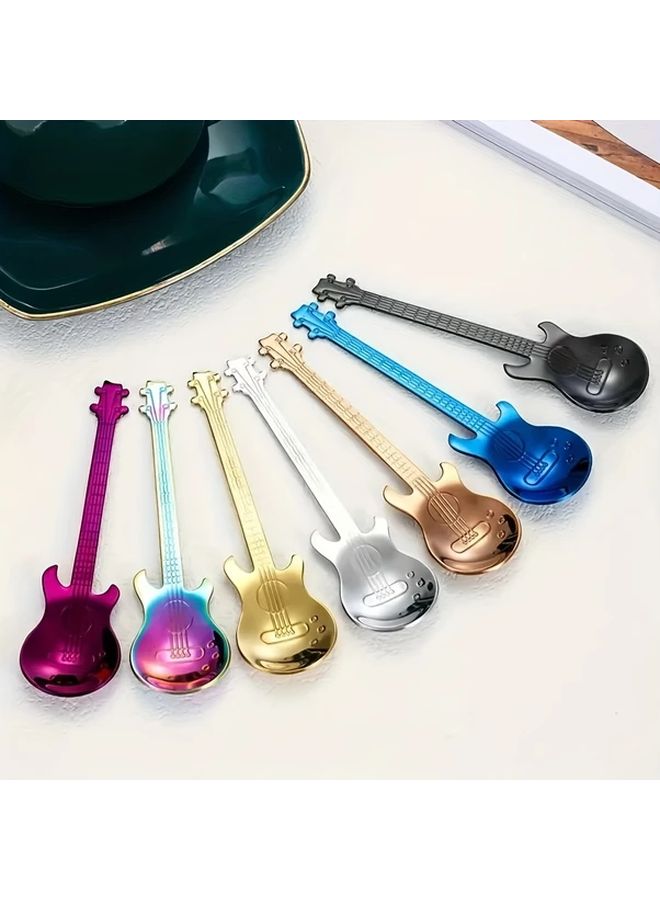 7 Pcs Guitar Shaped Stainless Steel Coffee Spoons Espresso Stirring Spoons For Drinks Milkshake Jam Novelty Gift For Music Lovers - Image 2