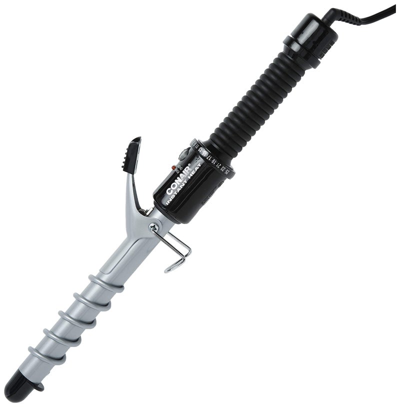 Conair Instant Heat Spiral 3/4-Inch Curling Iron, spiral guide on barrel to help achieve spiral curls â€“ for use on short to medium hair - Image 1