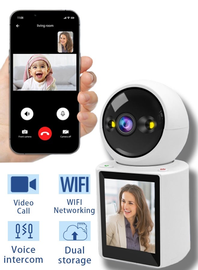 JieSuDa Smart Baby Monitor with Dual Screen Display, 1080P Camera, Night Vision, Two-Way Talk, Motion Detection, WiFi & Bluetooth Connectivity - Image 1