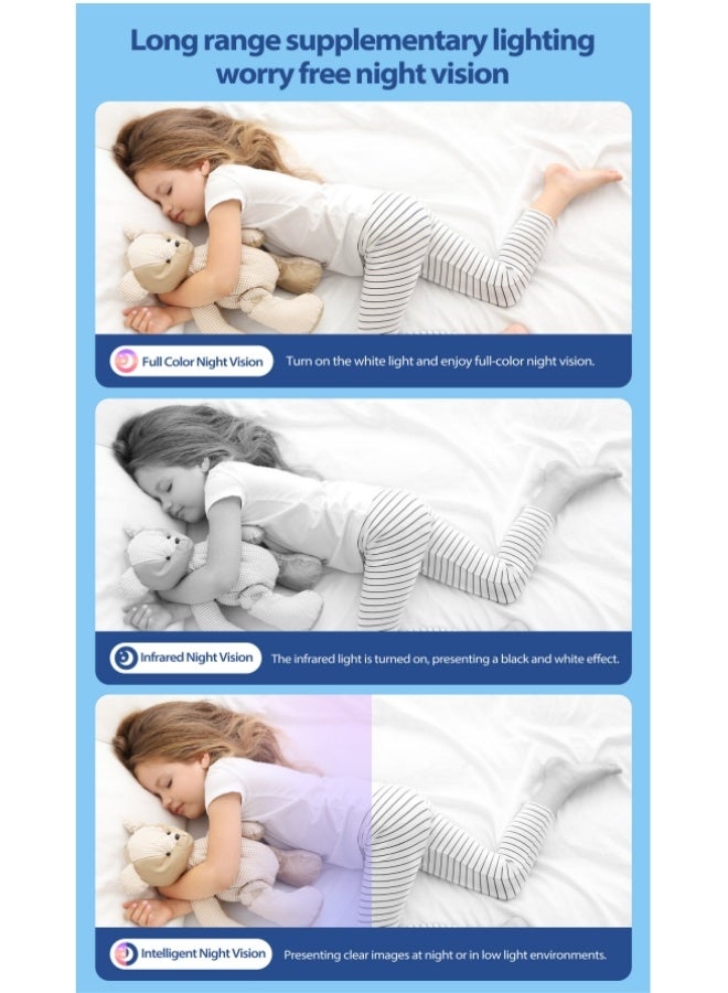 JieSuDa Smart Baby Monitor with Dual Screen Display, 1080P Camera, Night Vision, Two-Way Talk, Motion Detection, WiFi & Bluetooth Connectivity - Image 2