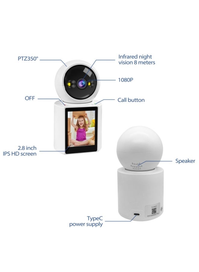 JieSuDa Smart Baby Monitor with Dual Screen Display, 1080P Camera, Night Vision, Two-Way Talk, Motion Detection, WiFi & Bluetooth Connectivity - Image 5