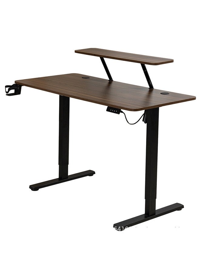 LEXIN Electric Height Adjustable Desk : Liftable Standing Desk for Home Office,Walnut Desktop,120cm*60cm 