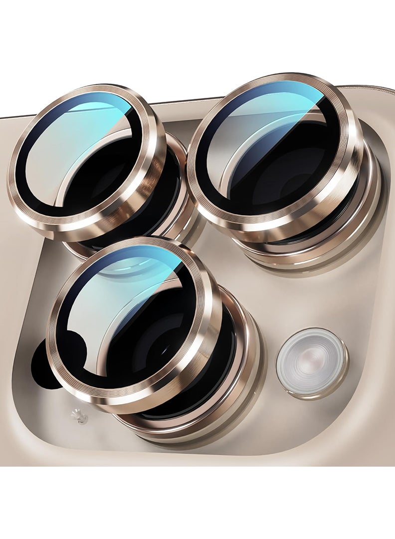 Theodor Camera Lens Protectors for iPhone 16 Pro/16 Pro Max Armorite Individual Lens Protectors, Scratch-Resistant Ultra-thin Tempered Glass with Aluminum Edging, (Desert Titanium) - Image 1