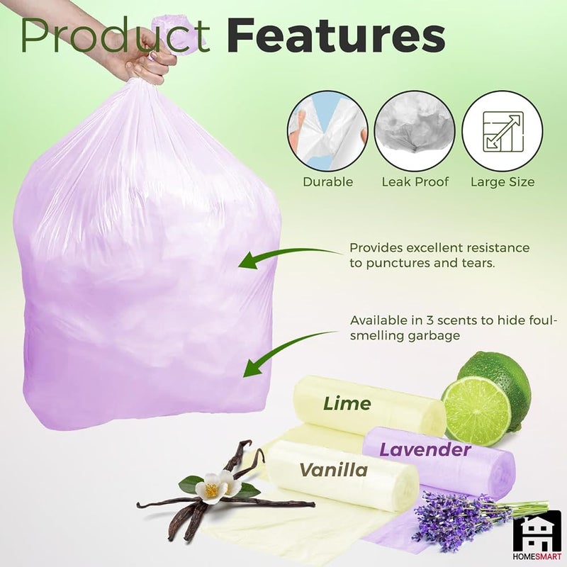 Home Smart Fragrance Garbage Plastic Bags Pack of 3 Rolls Total Bags 60 and Size 5 Gallons Good for Kitchen Home Garden and Outdoor Activity (60) - Image 2