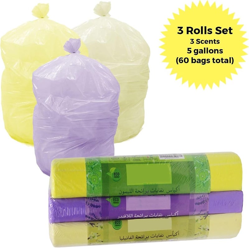 Home Smart Fragrance Garbage Plastic Bags Pack of 3 Rolls Total Bags 60 and Size 5 Gallons Good for Kitchen Home Garden and Outdoor Activity (60) - Image 5