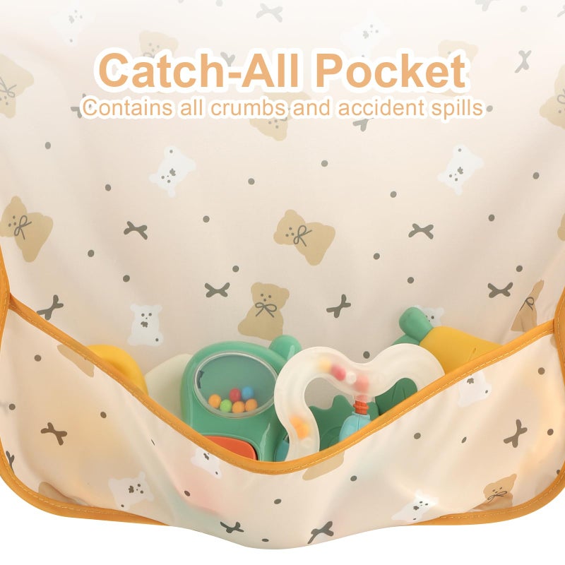 Accmor 5 Pack Long Sleeve Bibs, Baby Smock Waterproof Sleeved Bib Smock for Baby Toddler 6-24 Months - Image 4