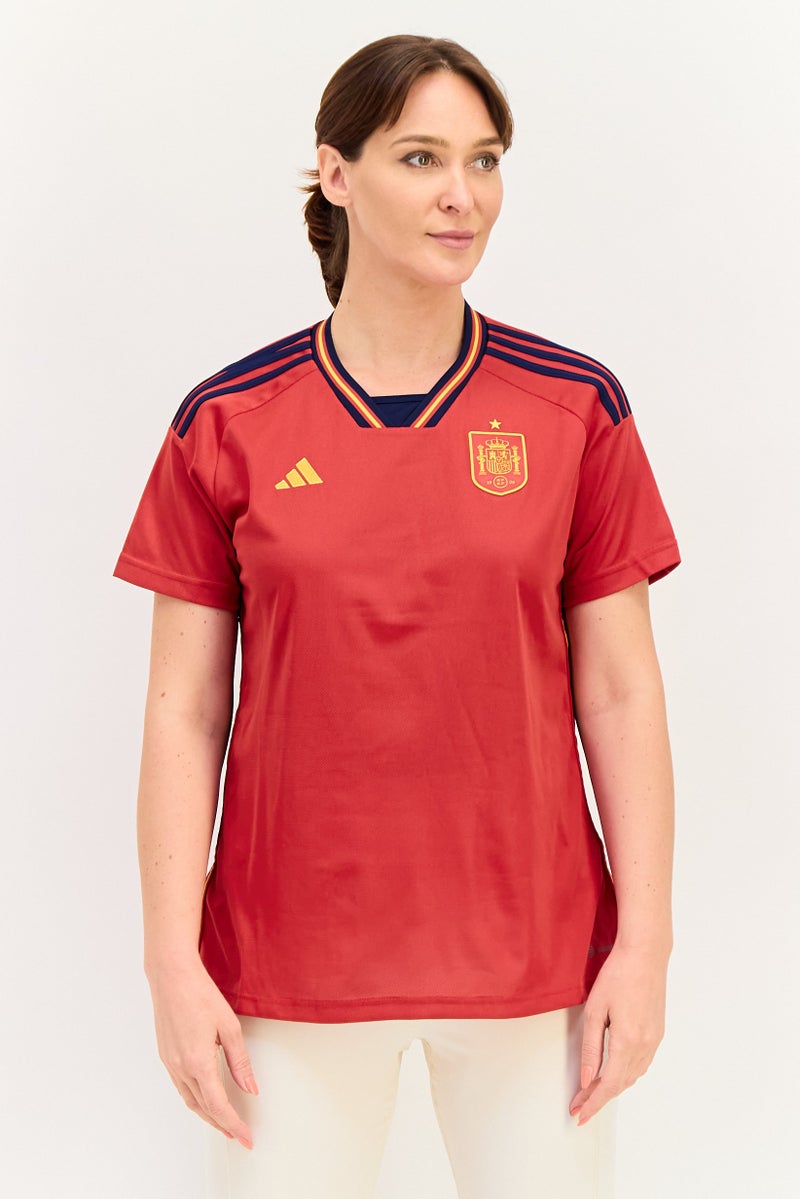 Adidas Women Sportswear Fit Short Sleeve Training Shirt, Red - Image 1