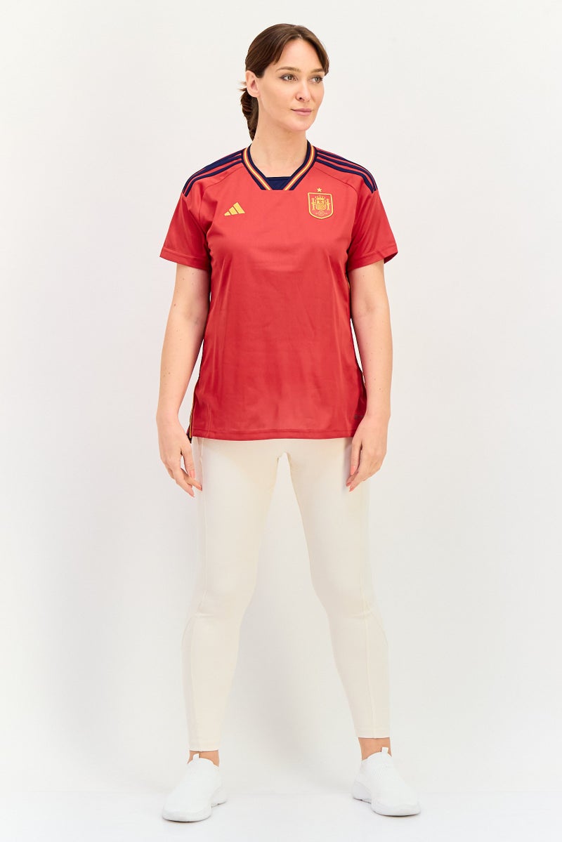 Adidas Women Sportswear Fit Short Sleeve Training Shirt, Red - Image 4