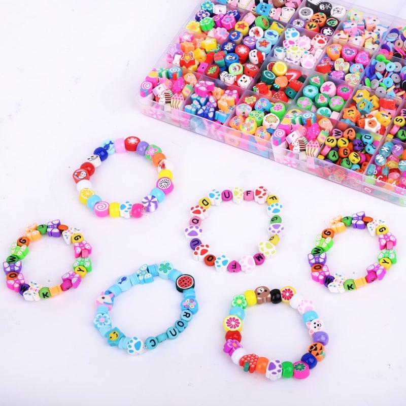 Simxen Polymer Clay Beads Charms Bracelet Kit 24 Styles Cute Fun Clay Flower Butterfly Heart Beads for Necklace Earring Making Women Girls DIY Accessories - Image 3