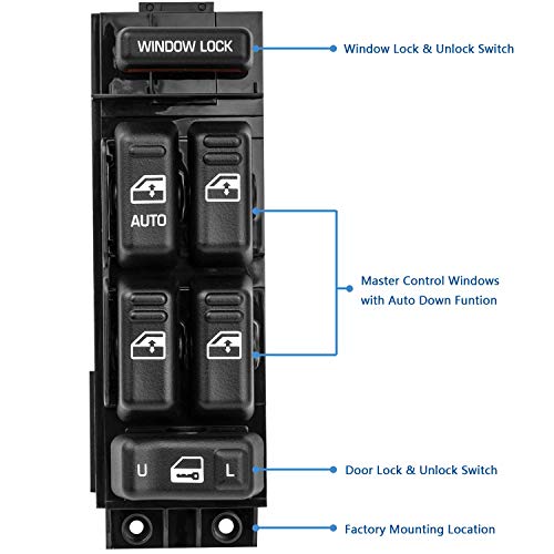 Partschoice 19259961 Power Window Switch Front Driver Side Compatible for 2000-2002 Chevy Silverado 1500HD 2500HD Suburban & 2002 Cadillac Escalade & 2001 GMC Sierra Yukon XL - Image 2