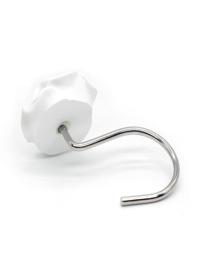 BEAVO Shower Curtain Hooks, Home Decorative Rustproof Shower Curtain Hooks Resin Rose Flower Shower Hooks Rings for Bathroom Shower Rods Curtains,Set of 12 Hooks (White) - Image 5