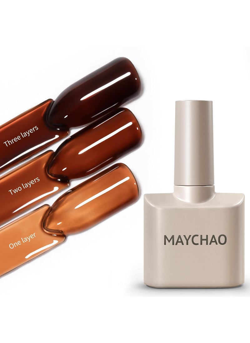 MAYCHAO - MAYCHAO 15ML Jelly Sheer Tortoise Gel Nail Polish 1Pc Transparent Hot Cocoa Amber Gel Polish Soak Off UV LED Translucent Nail Polish Nail Art Starter Manicure Salon DIY at Home, 0.5 OZ - Image 1