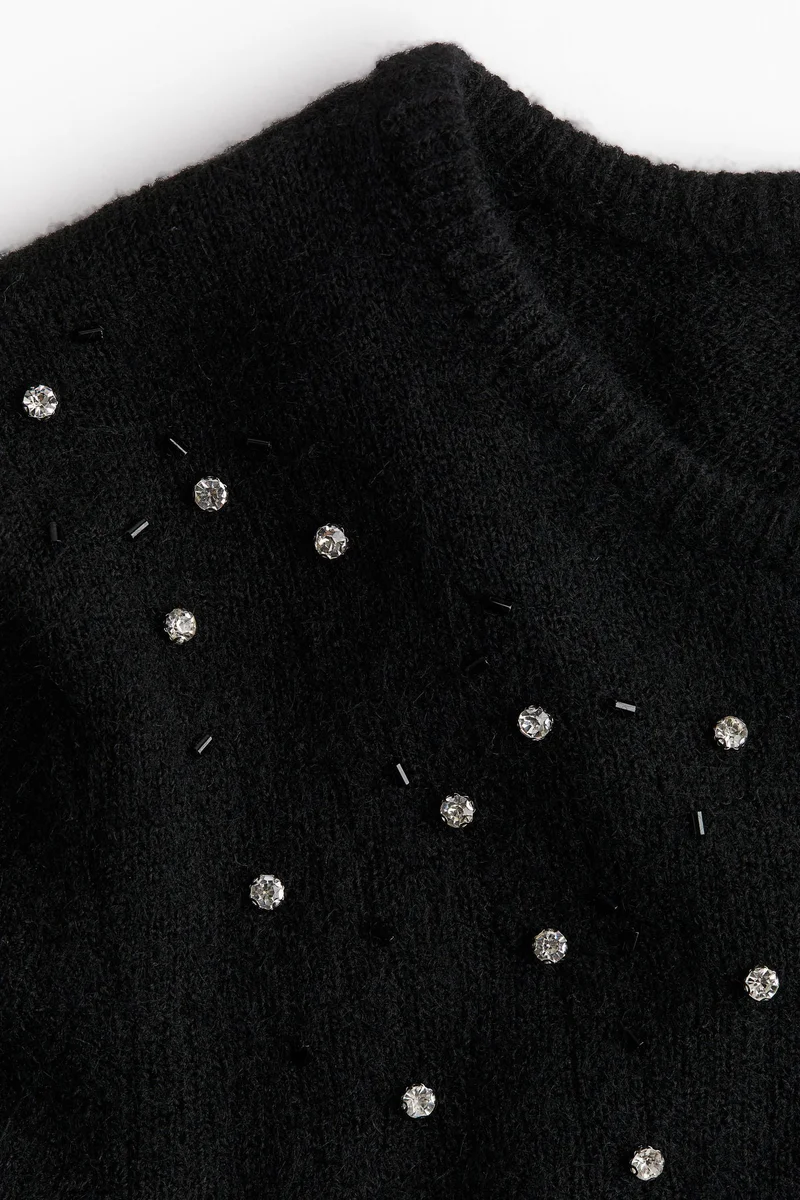 H&M Embellished Fine-Knit Top