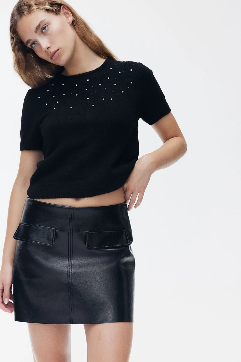 H&M Embellished Fine-Knit Top
