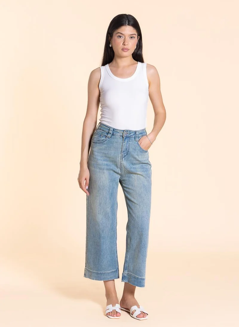 SHAPES CROPPED HIGH-WAIST JEANS