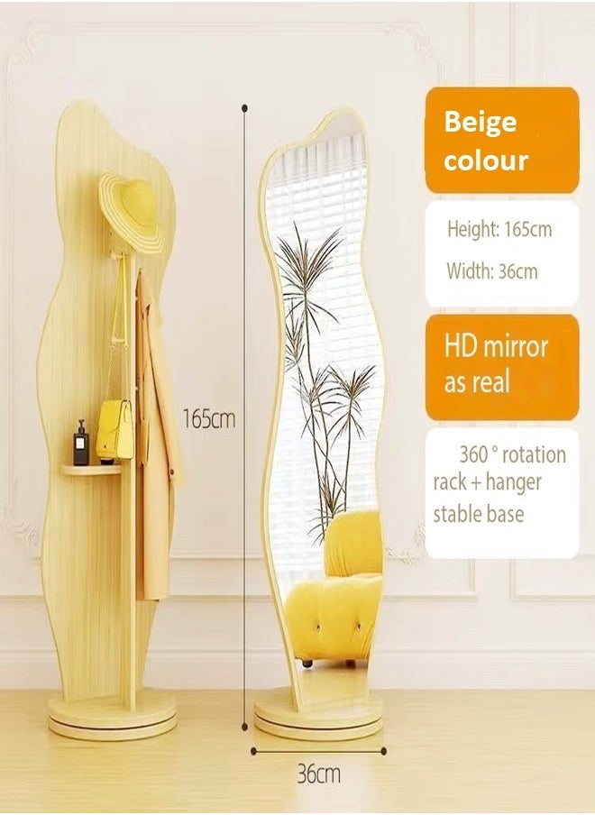 fashionhome Multifunctional Rotating Floor Full Length Body Dressing Mirror Bedroom Floor Stable Base Coat and Cap Storage Rack Bedroom Living Room Furniture 36x165 cm  - Image 4