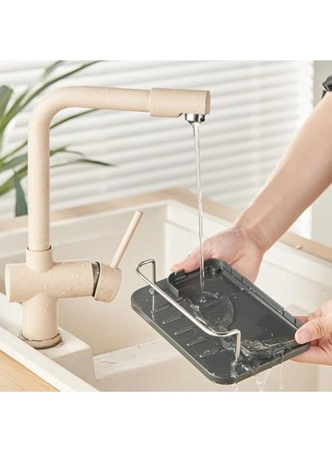 Sink Caddy Sponge Holder Organizer and Dish Soap Pump Dispenser, Stainless Steel  - Image 4