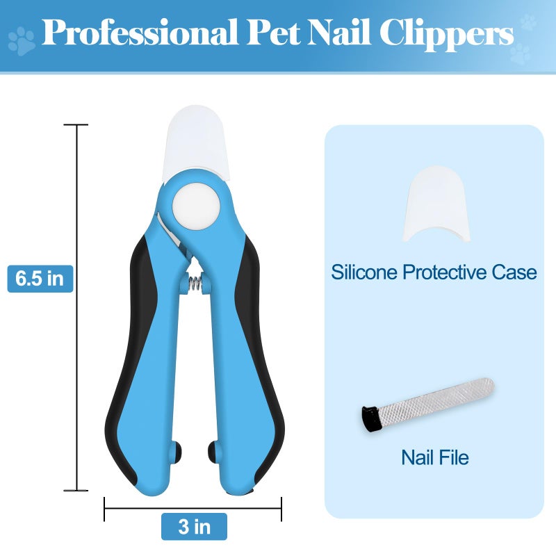 Swihauk Heavy Duty Dog Nail Clippers and Trimmers, Professional Pet Nail Clippers with Nail File for Dogs Cats Small Animal, Claw Clippers with Safety Guard to Prevent Over-Cutting, Blue - Image 2