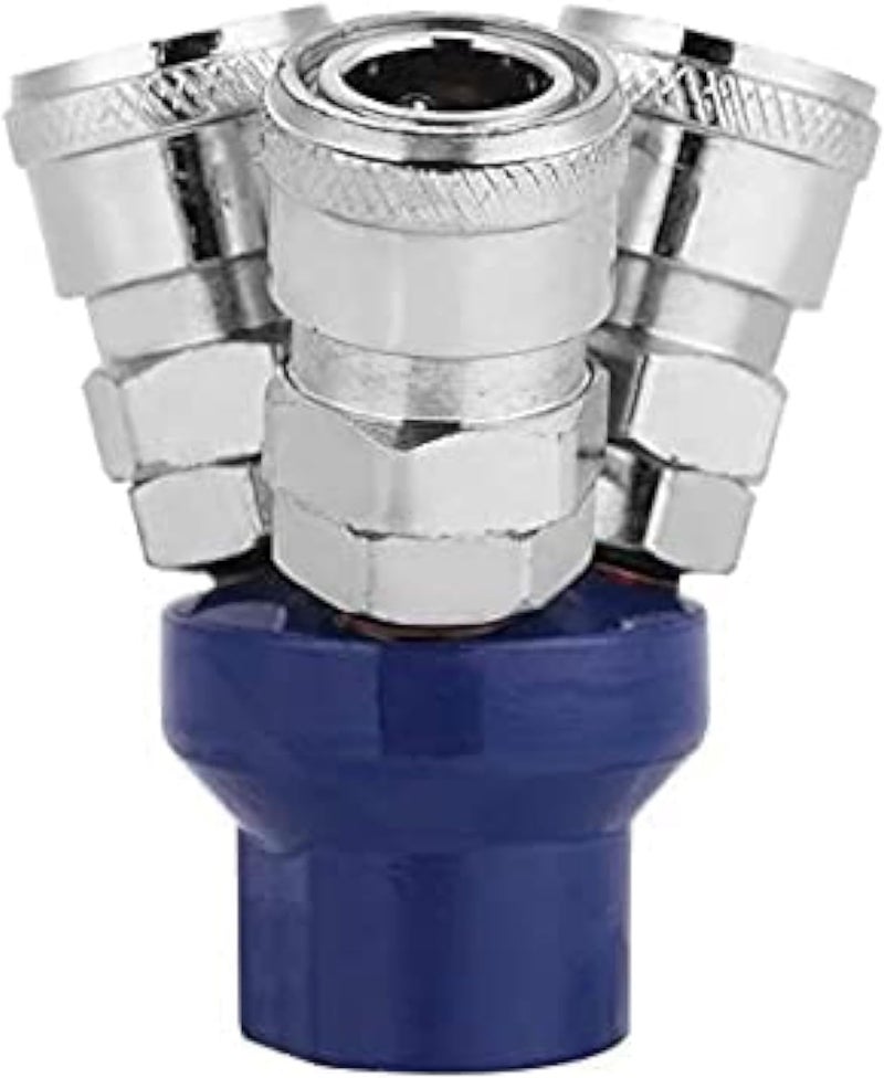 AQ AQSON موصل خرطوم الهواء AQSON 3 طرق سريع التوصيل 1/4" أنثوي BSPT - فضي - Image 1