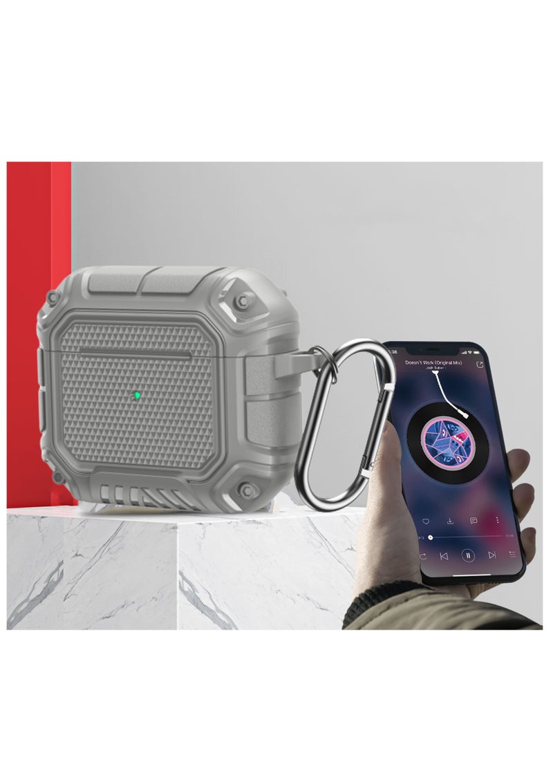 YONK - Compatible With Airpods Pro 2 Case Soft Silicone Skin Case Cover Shock Absorbing Protective Case With Keychain Front LED Visible Grey - Image 1