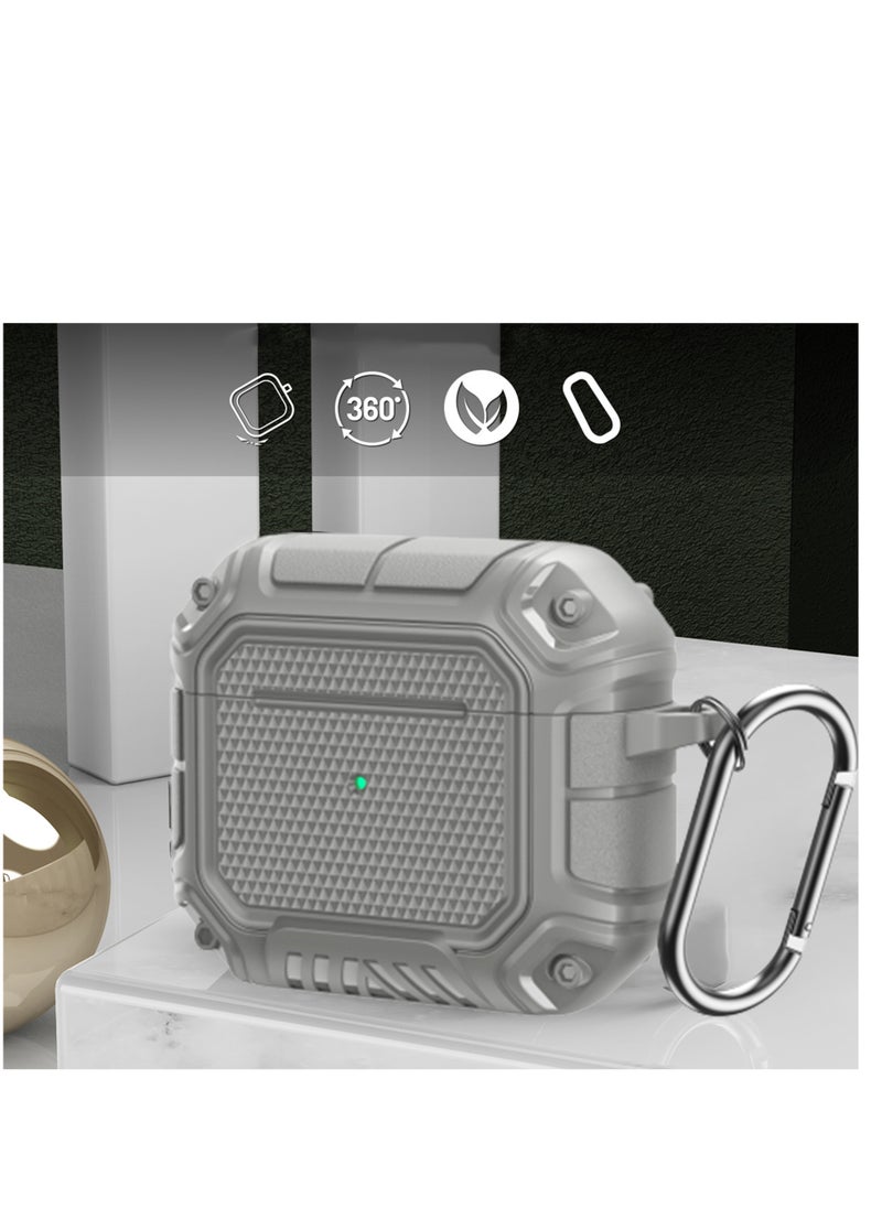YONK - Compatible With Airpods Pro 2 Case Soft Silicone Skin Case Cover Shock Absorbing Protective Case With Keychain Front LED Visible Grey - Image 1