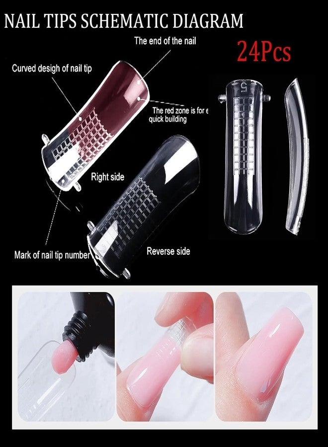 THR3E STROKES Poly Nail Gel Extension Kit 30ml 2PCS Clear Brown, Clear Colors with Slip Solution, Dual Forms, Brush, File, Instructions (CBC1564) - Image 3