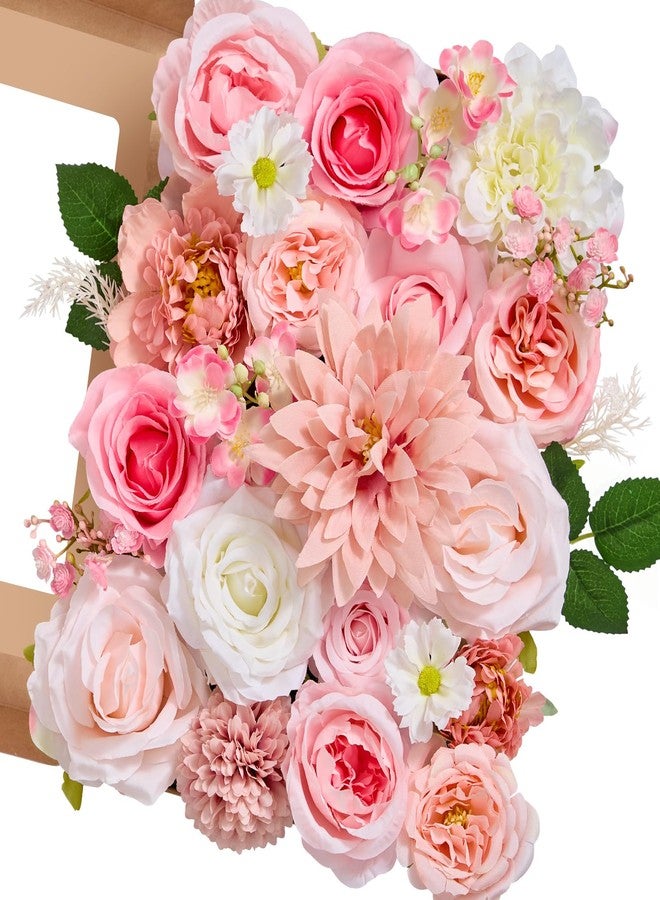 Serwalin Artificial Pink Flowers, Dahlia Fake Silk Flowers for DIY Wedding Bridal Bouquets Baby Shower Centerpieces Cake Decor Birthday Party Home Decor - Image 1