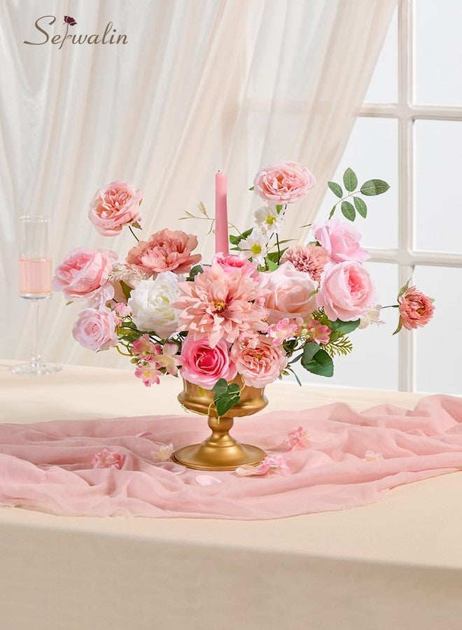 Serwalin Artificial Pink Flowers, Dahlia Fake Silk Flowers for DIY Wedding Bridal Bouquets Baby Shower Centerpieces Cake Decor Birthday Party Home Decor - Image 5