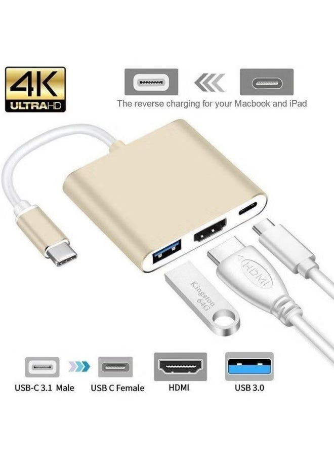 محول USB C إلى HDMI، من النوع C إلى 4K HDMI متعدد المنافذ مع مخرج USBC 3 في 1، وشحن USB 3.0 وUSB C، وأجهزة USB 3.0 Type-C - Image 3