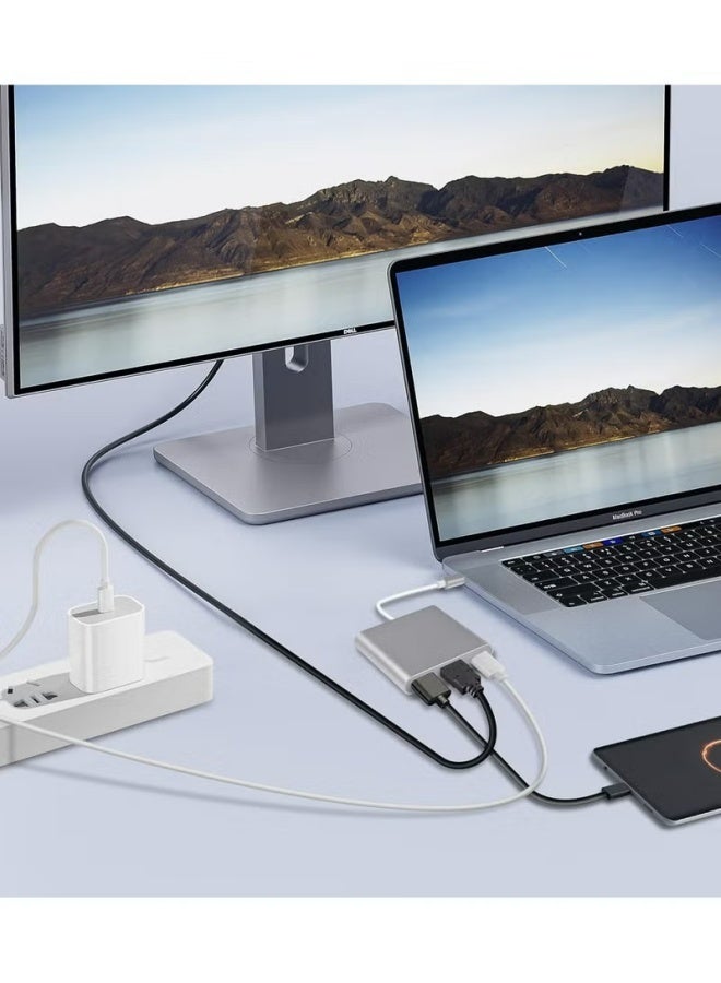 USB C to HDMI Adapter, Type C to 4K HDMI Multiport with 3 in 1 USBC Output, USB3.0 and USB C Charging，USB 3.0 Type-C Devices - Image 2