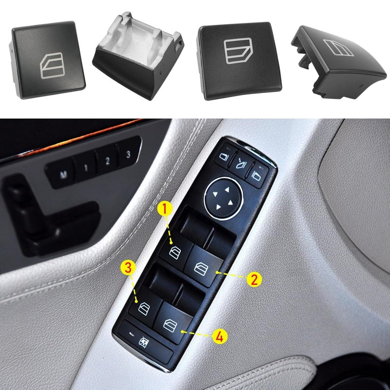 Jaronx for Mercedes Benz Window Switch Button Covers,Power Window Control Switch Buttons for Mercedes Benz C-Class W204 C230 C280 C300 C350, E-Class W212,GLK-Class X204 GLK350 - Image 4