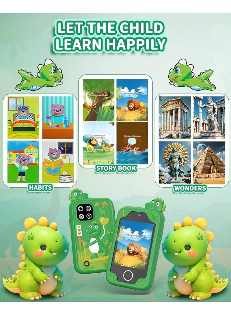 EVEREEN Kids Smart Phone Toys for Girls and Boys Ages 3-10, Toddler Learning Phone Toy with Dual Camera, Educational Learning Games, Puzzles, MP3 Music Player, 2.8-inch Touchscreen, 8GB Memory Card, Dinosaur Soft Silicone Case, No Calling Function Safe Kids Phone Birthday Gift Toy - Image 5