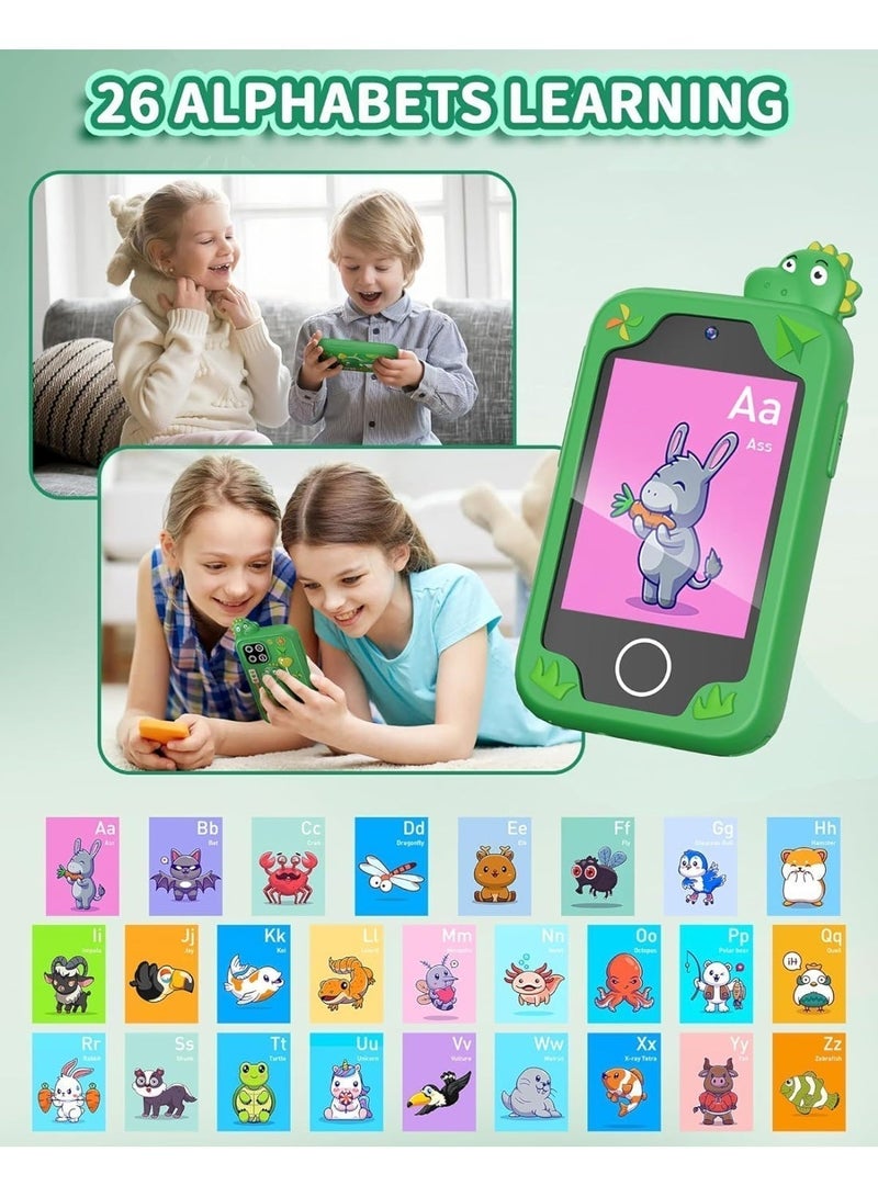 EVEREEN Kids Smart Phone Toys for Girls and Boys Ages 3-10, Toddler Learning Phone Toy with Dual Camera, Educational Learning Games, Puzzles, MP3 Music Player, 2.8-inch Touchscreen, 8GB Memory Card, Dinosaur Soft Silicone Case, No Calling Function Safe Kids Phone Birthday Gift Toy - Image 4