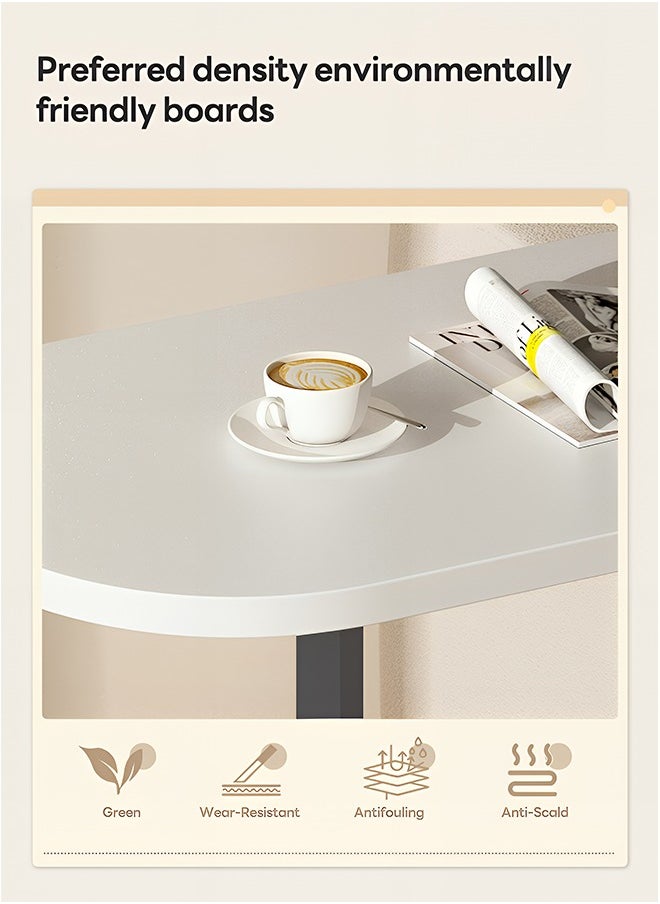 C-Shaped Side Table Elegant Design with Metal Frame, Sofa Side Coffee Table, Side Table for Living Room, Bedroom, Office, Balcony-Easy Assembly- 45x30x60cm - White Color With Black Frame