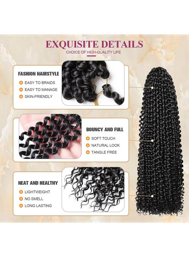 فايوليت شعر باشن تويست بطول 45.72 سم، 8 حزم شعر كروشيه مموج مائي للنساء السود، جدائل شعر بوهيمية طويلة، ضفائر شعر كروشيه صناعية (18 بوصة 1B) - Image 3