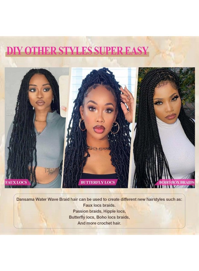 فايوليت شعر باشن تويست بطول 45.72 سم، 8 حزم شعر كروشيه مموج مائي للنساء السود، جدائل شعر بوهيمية طويلة، ضفائر شعر كروشيه صناعية (18 بوصة 1B) - Image 4