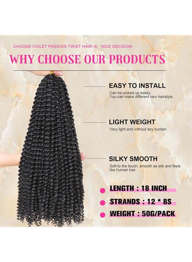 فايوليت شعر باشن تويست بطول 45.72 سم، 8 حزم شعر كروشيه مموج مائي للنساء السود، جدائل شعر بوهيمية طويلة، ضفائر شعر كروشيه صناعية (18 بوصة 1B) - Image 5
