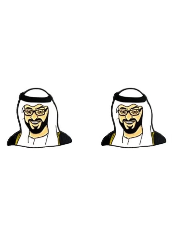 UAE King Sheikh Mohammed Bin Zayed Al Nahyan Image 2D Metal Sticker Badge 5 Pcs 2 cm - Image 1