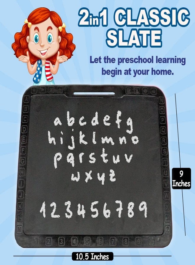 PEZYOX Educational Classic Slate 2 In 1 With Duster To Scribble, Count & Learn With Fun For Kids, Purple - Image 3