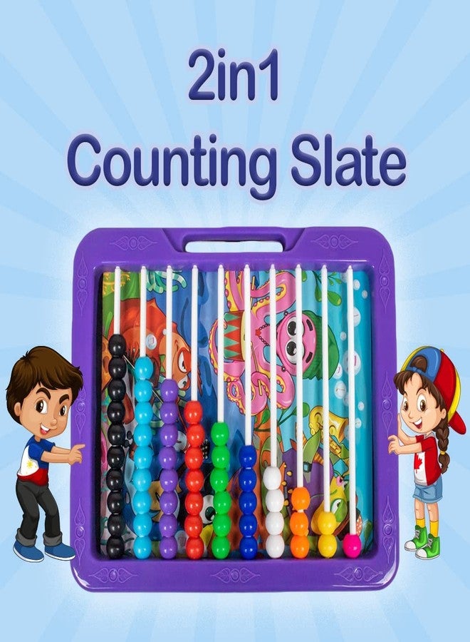 PEZYOX Educational Classic Slate 2 In 1 With Duster To Scribble, Count & Learn With Fun For Kids, Purple - Image 4