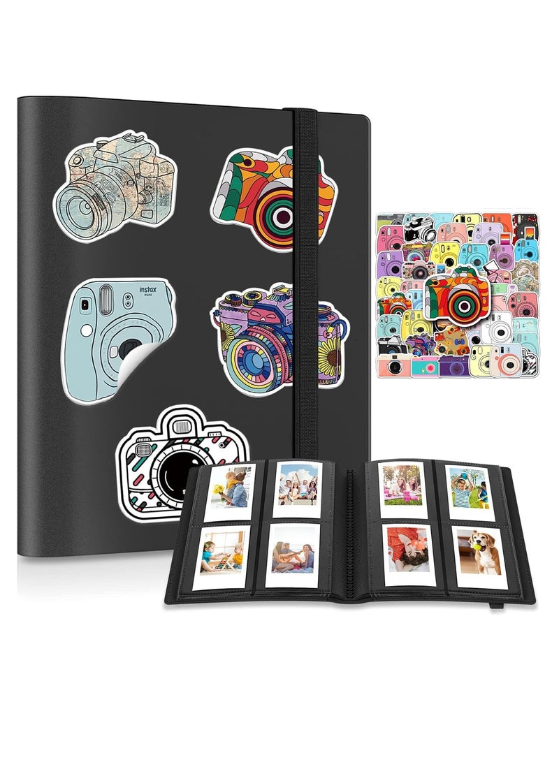 BIGTHREE 160 Pockets Mini Photo Album for Fujifilm Instax Mini Camera, for Polaroid Snap, for Z2300, for SocialMatic Instant Cameras & for Zip Instant Printer,with 50 Colorful Stickers (Black) - Image 1