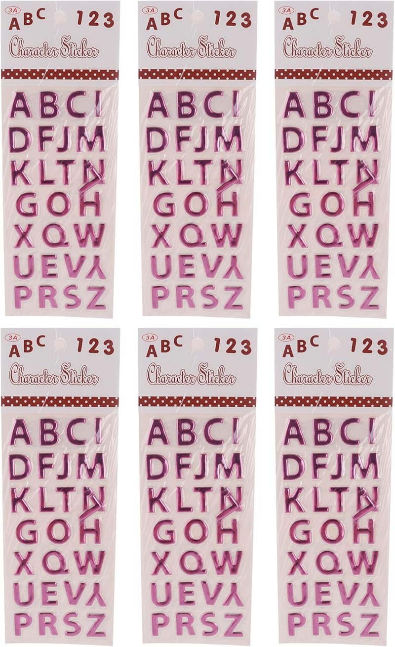 3A Plastic English Letters Educational Sticker Set Of 6 Pieces For Kids - Mauve 21X31A-1-3A-5590-Purple6