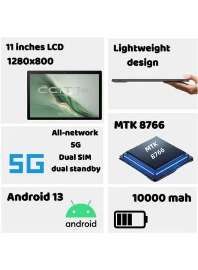 CCIT Tab 13 Ultra 11" 5G Android Tablet | 13GB RAM + 512GB ROM | Dual SIM | Keyboard, Mouse & Stylus Included | 10,000mAh Battery | IPS HD Display, Dual Camera, and Fast Octa-Core Processor - Image 4