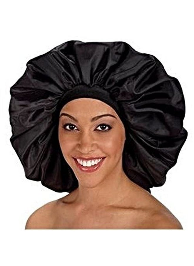 Qfitt Fitt Organic Argan + Shea Butter Olive Oil Super Jumbo Satin Bonnet 899 Black  - Image 4