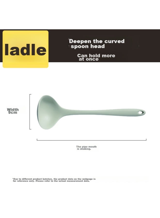 COOKER KING Chuidahuang Silicone Soup Ladle, Non-stick Pan Wok Frying Pan Flat Bottom Pan Special Soup Ladle, Heat-resistant, Pine Green  - Image 2